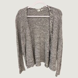 Grannycore Minimalist‎ Marled Knit Cardigan Open Cotton Gap Women L Gray Cozy